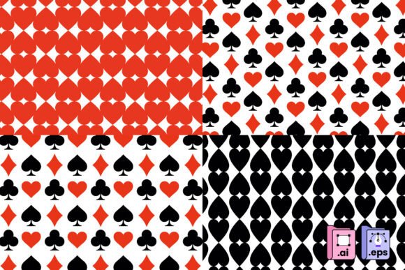 4 Playing Card Suits Patterns for Creative Projects