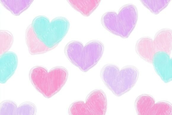 Colorful Heart Patterns on a White Background
