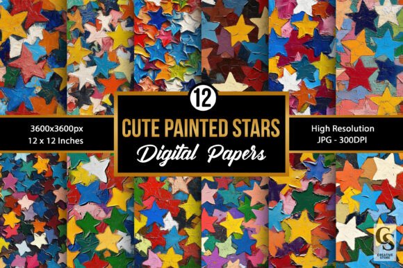 Colorful Impasto Painted Stars Patterns