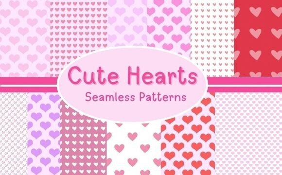 Cute Hearts Seamless Patterns