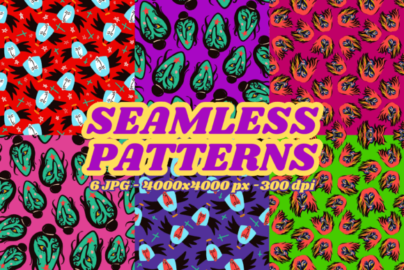 Funny Demons Seamless Patterns Pack