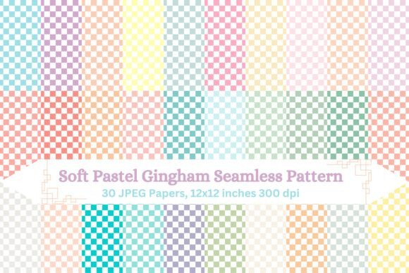 Soft Pastel Gingham 30 Seamless Patterns