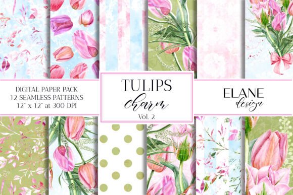 Vibrant Tulips Seamless Patterns