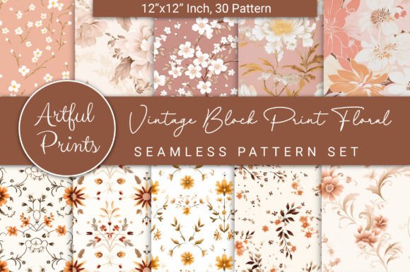 Vintage Block Print Floral Patterns
